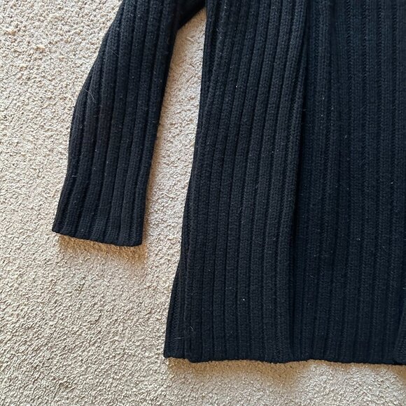The Limited Sweater Womens Medium Cardigan 100% Lambswool Black Ribbed - Picture 5 of 9